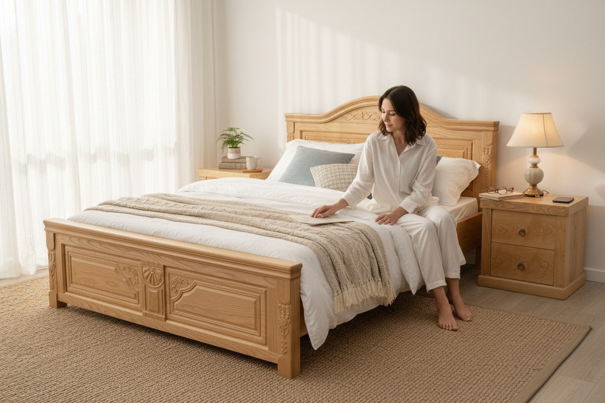 Giường Gỗ Tự Nhiên - Lựa Chọn Hoàn Hảo Cho Phòng Ngủ Sang Trọng 2025 36 Mẫu giường gỗ sồi màu óc chó sang trọng cho phòng ngủ