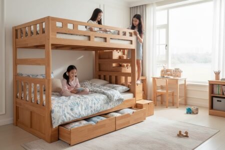 Giường tầng phòng ngủ người lớn thiết kế tối giản sang trọng