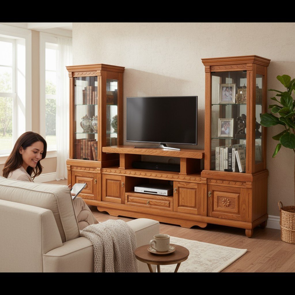 Kệ tivi đa năng kết hợp tủ rượu hiện đại cho phòng khách rộng