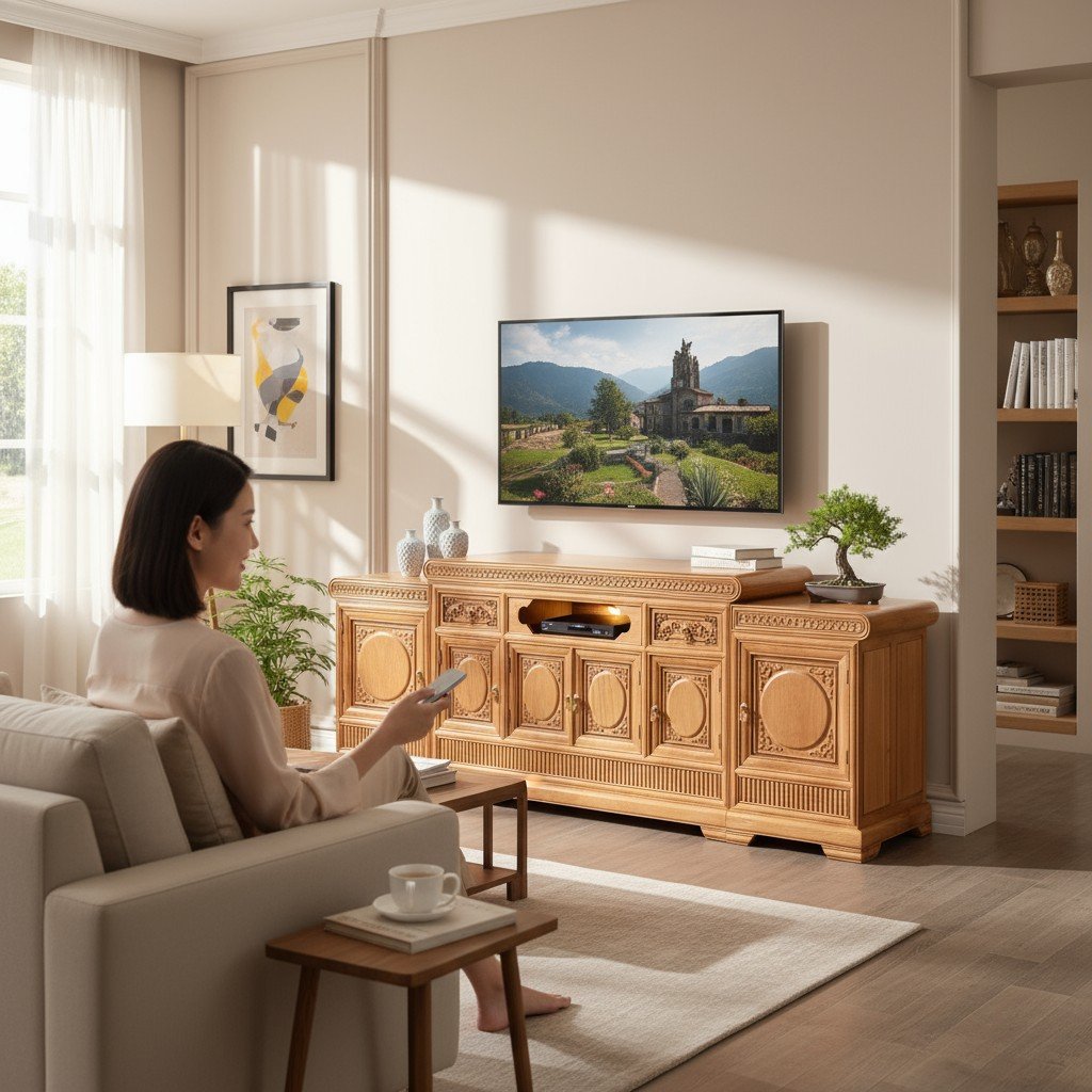 Kệ tivi gỗ tự nhiên đẹp phong cách tối giản Nhật Bản
