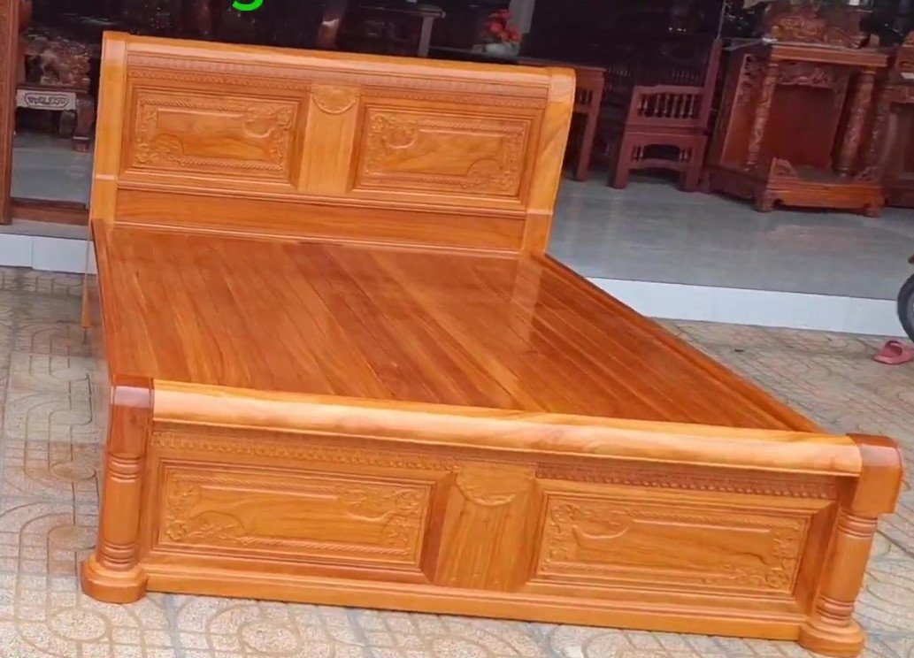 ý tưởng thiết kế giường gỗ sang trọng đẳng cấp Giường gỗ cao cấp màu trung tính hợp không gian phòng ngủ nhỏ
