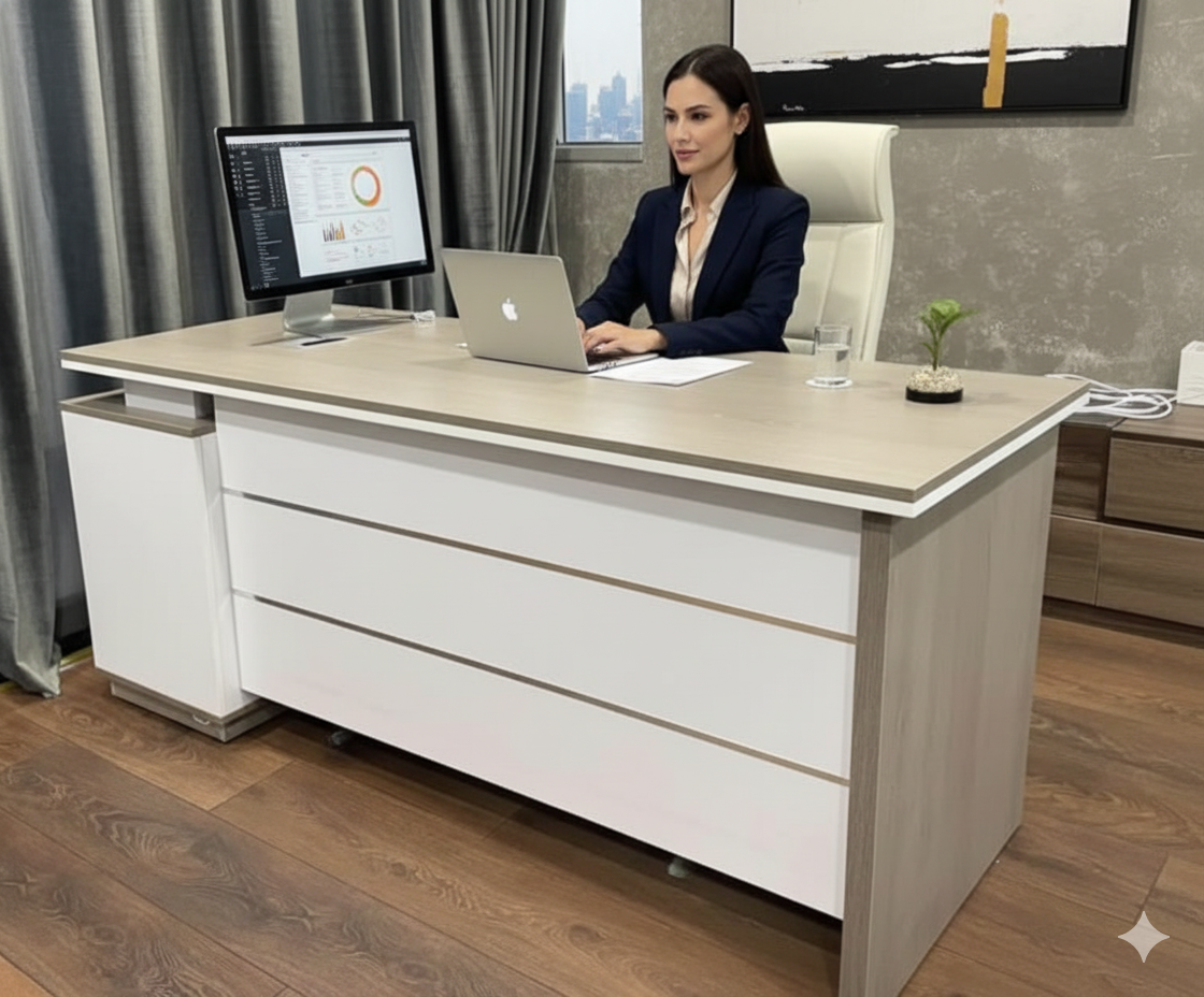 BÀN LÀM VIỆC HIỆN ĐẠI - XU HƯỚNG NỘI THẤT VĂN PHÒNG 2025 23 Bàn làm việc hiện đại