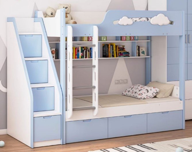 Giường tầng cho bé giá rẻ làm từ gỗ công nghiệp phủ melamine bền đẹp