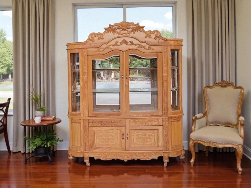 Mẫu tủ rượu gỗ tự nhiên cổ điển cho phòng khách cao cấp