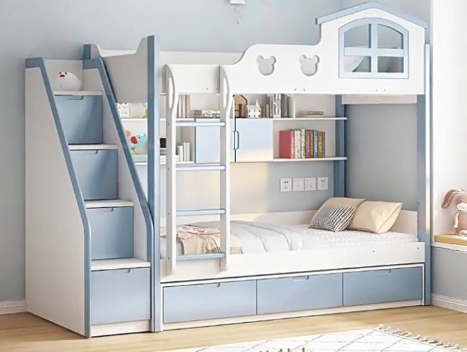 Chi tiết mộng âm dương và bulông liên kết khung giường tầng