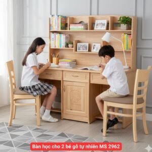 Bàn học cho 2 bé gỗ tự nhiên MS 2962