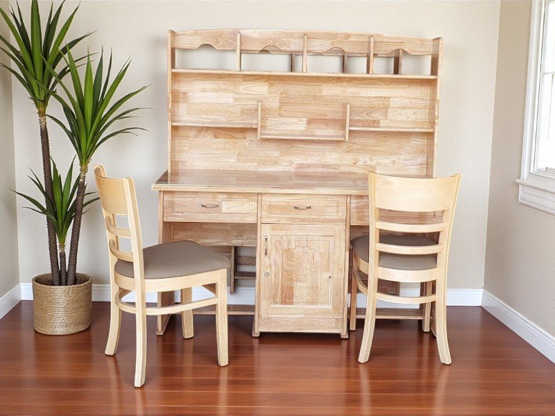 Bàn học cho 2 bé gỗ tự nhiên MS 2962 9 Bàn học đôi gỗ tự nhiên