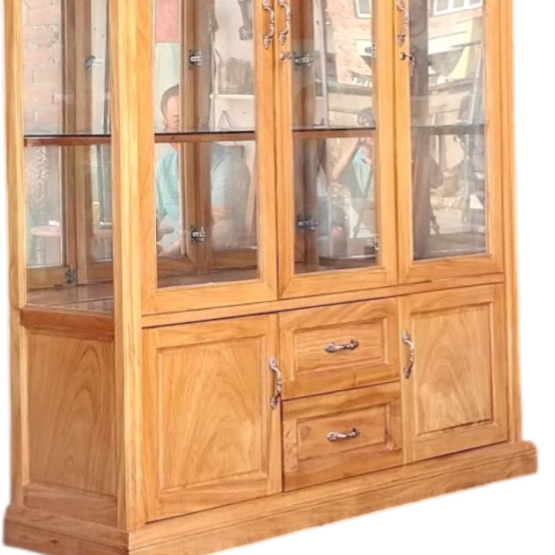 Chi tiết tủ rượu gỗ gõ đỏ cao cấp trưng bày phòng khách