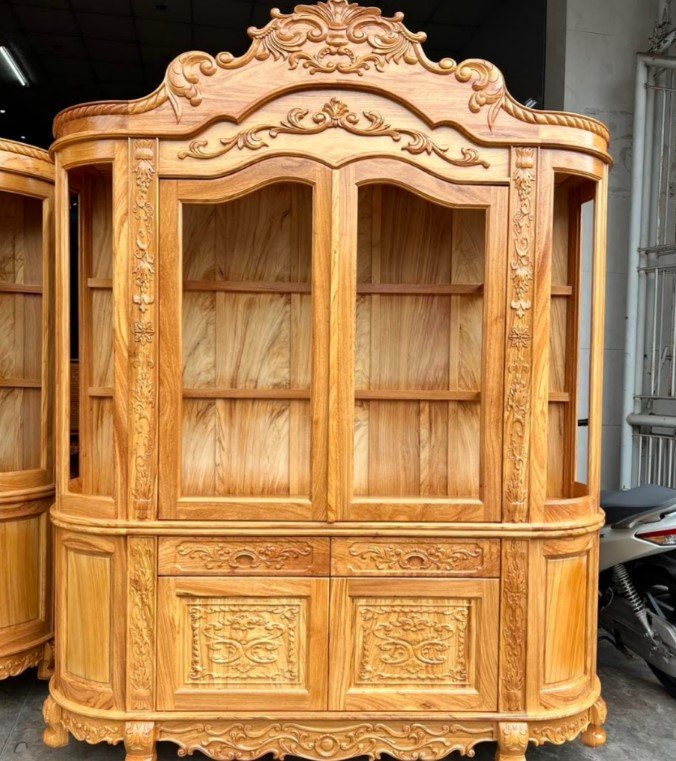 Cửa hàng tủ rượu quận 5 chất lượng uy tín Cửa hàng tủ rượu quận 5 bày tủ gỗ sồi màu sáng tối giản