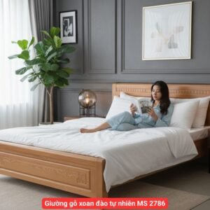 Giường gỗ xoan đào tự nhiên MS 2786