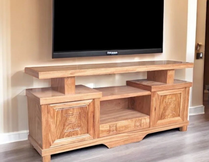 Kệ tivi đẹp phòng khách gỗ tự nhiên thiết kế sang trọng