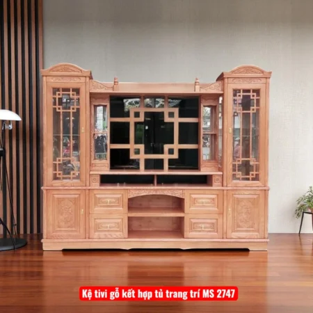 Kệ tivi gỗ kết hợp tủ rượu