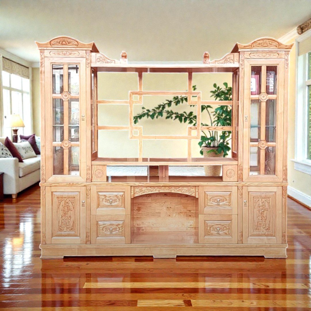 Thiết kế kệ tivi kết hợp tủ rượu có đèn LED trang trí