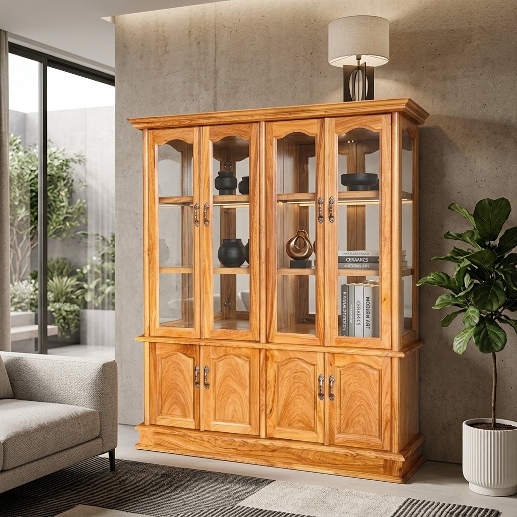 Tủ rượu phòng khách biệt thự gỗ gõ đỏ