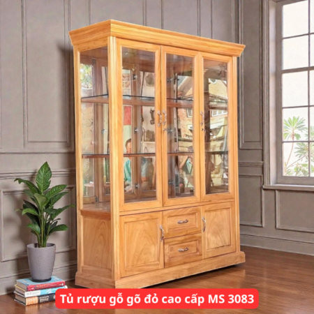 Tủ rượu gỗ gõ đỏ cao cấp MS 3083