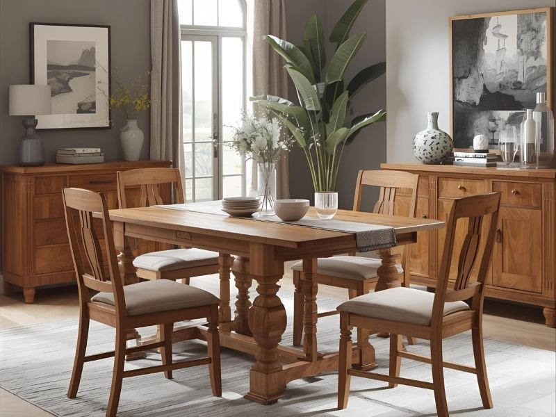 Không gian phòng ăn đẹp với bàn ăn gỗ tự nhiên cao cấp khi mua
