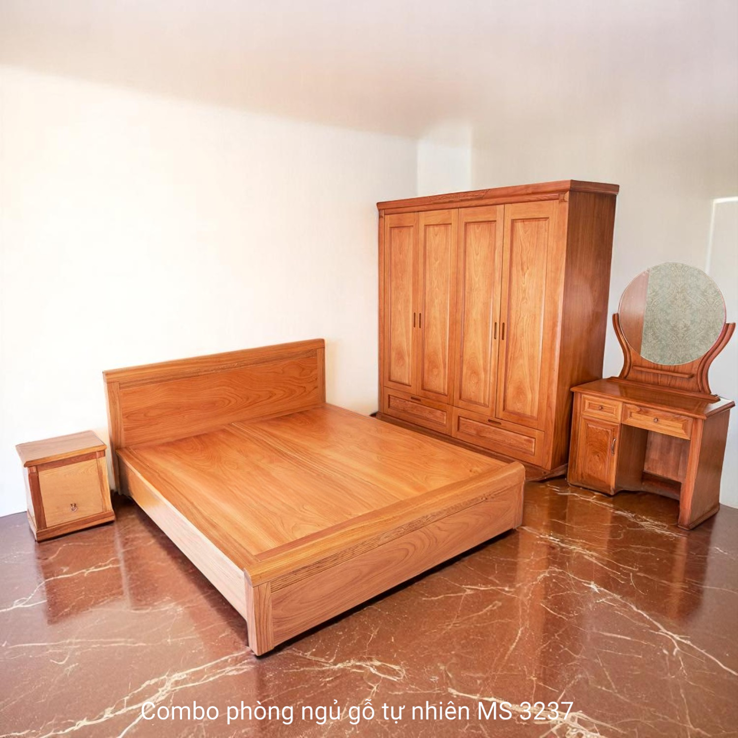 Combo giường tủ bàn trang điểm gỗ tự nhiên MS 3237 12 Combo giường tủ bàn trang điểm gỗ tự nhiên