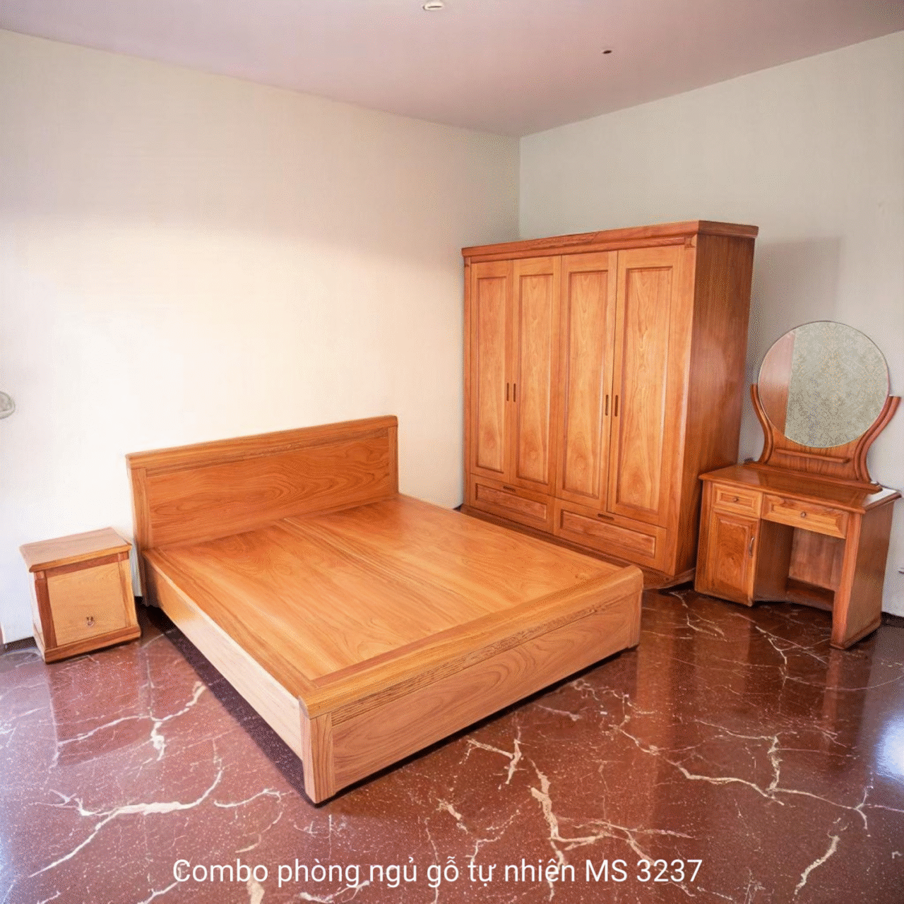 Combo giường tủ bàn trang điểm gỗ tự nhiên