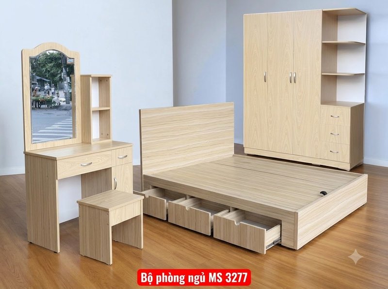 Xu hướng combo nội thất phòng ngủ được ưa chuộng 2025 Trọn bộ combo nội thất phòng ngủ đồng bộ giường tủ tab và bàn trang điểm