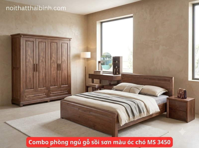 Xu hướng combo nội thất phòng ngủ được ưa chuộng 2025 Tủ quần áo đóng kịch trần trong combo nội thất phòng ngủ được ưa chuộng