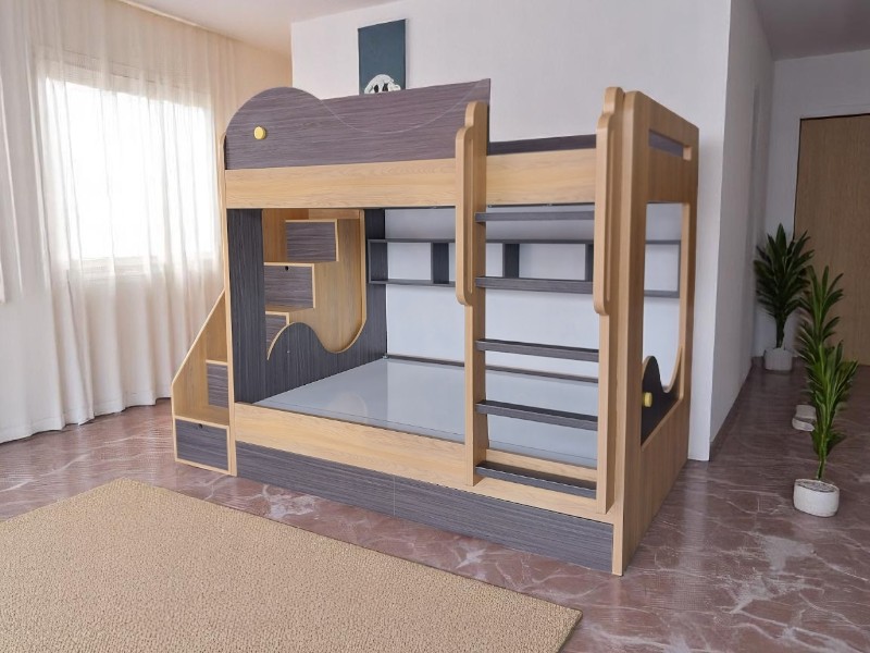 Giường tầng cho bé gái có cầu trượt tiện nghi và an toàn 4 Giường tầng cho bé gái có cầu trượt