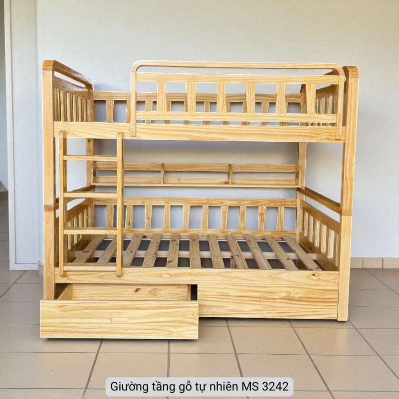 Giường tầng gỗ thông MS 3242 5 Giường Tầng Gỗ Thông