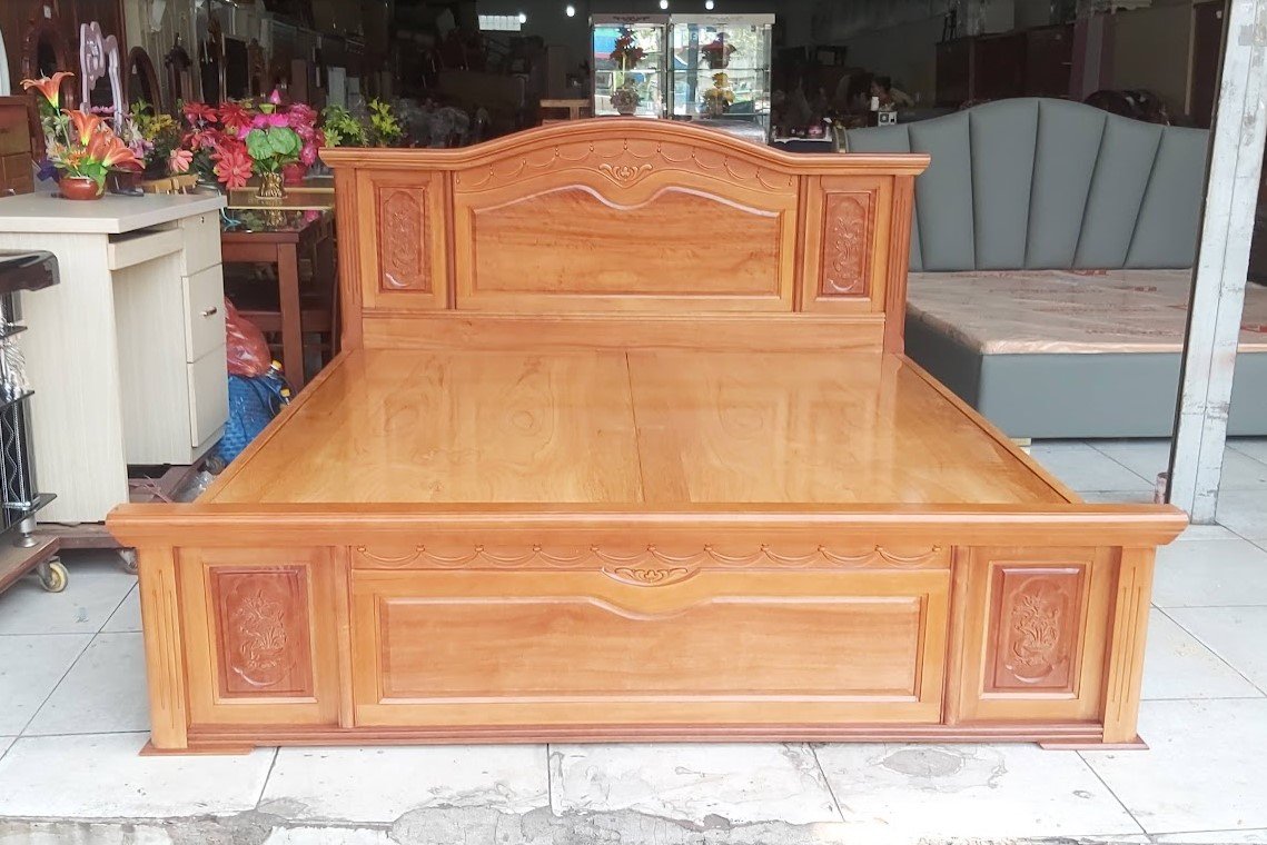 Giường gỗ tự nhiên hiện đại