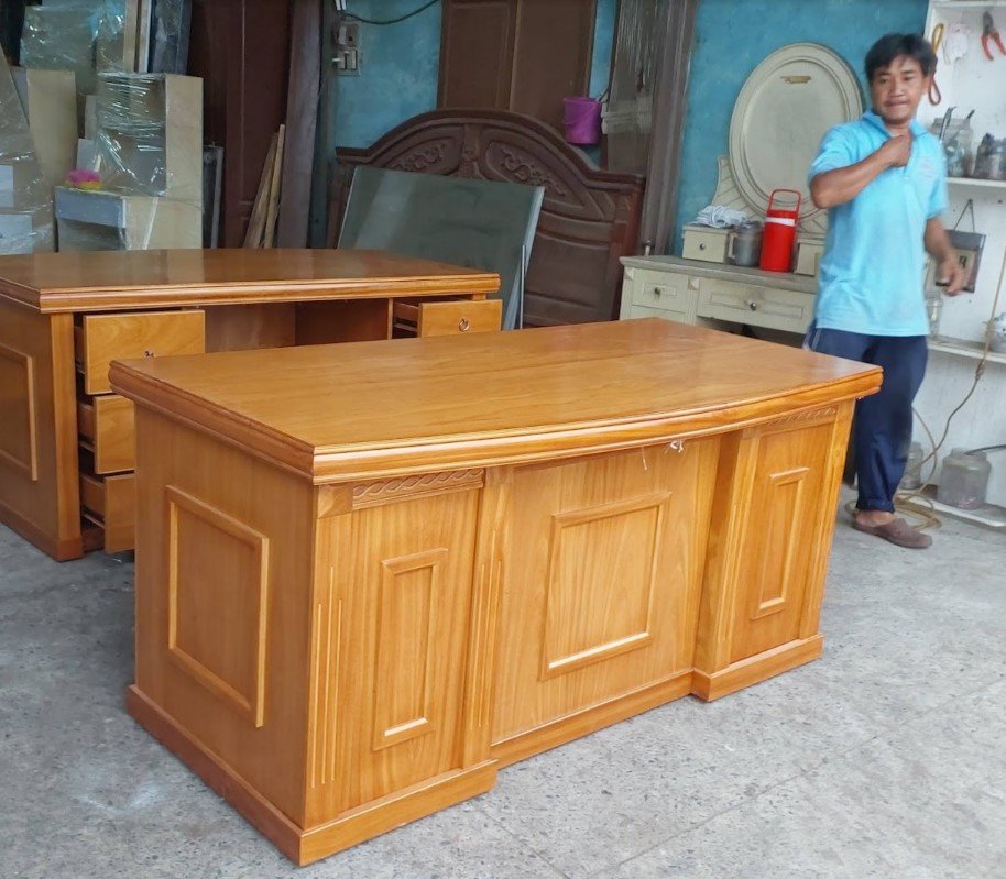 Bộ nội thất phòng giám đốc gỗ tự nhiên phối màu đồng bộ