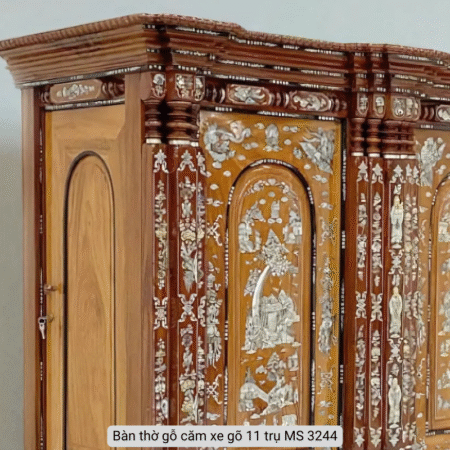 Tủ thờ gỗ căm xe gõ 11 trụ cẩn xà cừ MS 3244