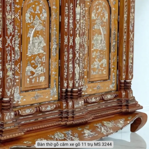 Tủ thờ gỗ căm xe gõ 11 trụ cẩn xà cừ MS 3244 Tủ thờ gỗ căm xe gõ 11 trụ cẩn xà cừ MS 3244
