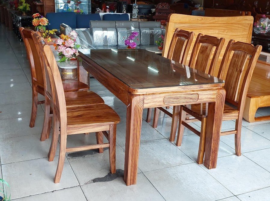 Bộ bàn ghế ăn cơm gỗ hương xám chạm khắc tinh xảo Bộ bàn ghế ăn cơm gỗ hương xám chạm khắc tinh xảo