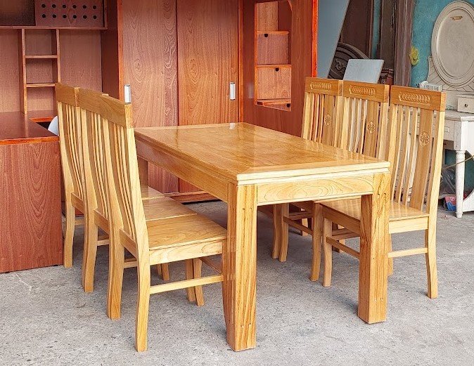 Bộ bàn ghế ăn cơm đẹp, bền, giá tốt 2026 Bàn ăn 6 ghế gỗ tự nhiên