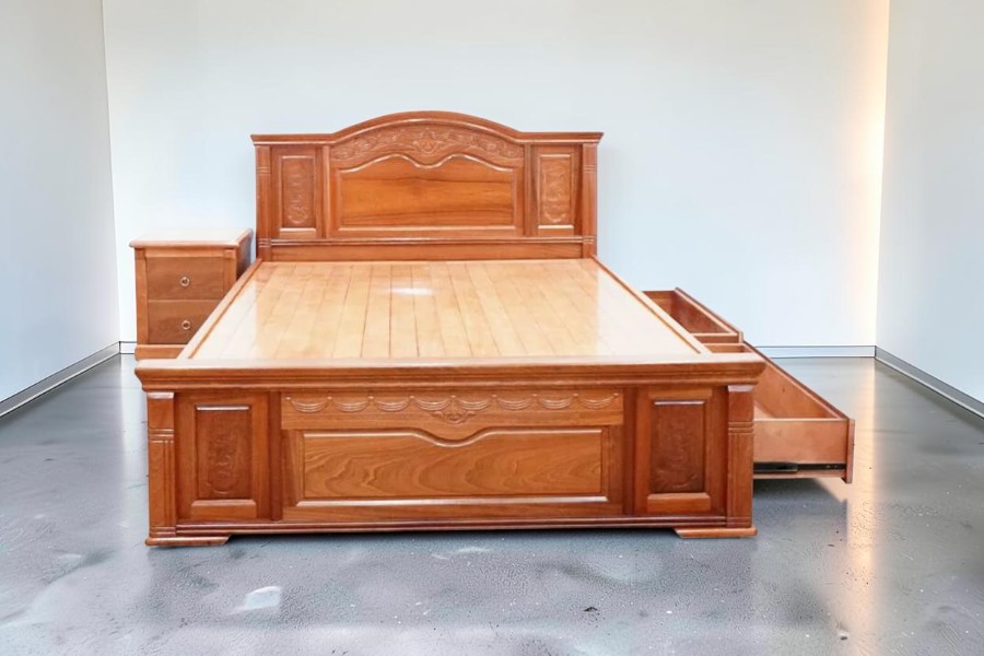 Giường 1m2 x 2m Nhỏ Gọn Cho Mọi Không Gian Giường 1m2 x 2m gỗ tự nhiên cao cấp tại Nội Thất Thái Bình