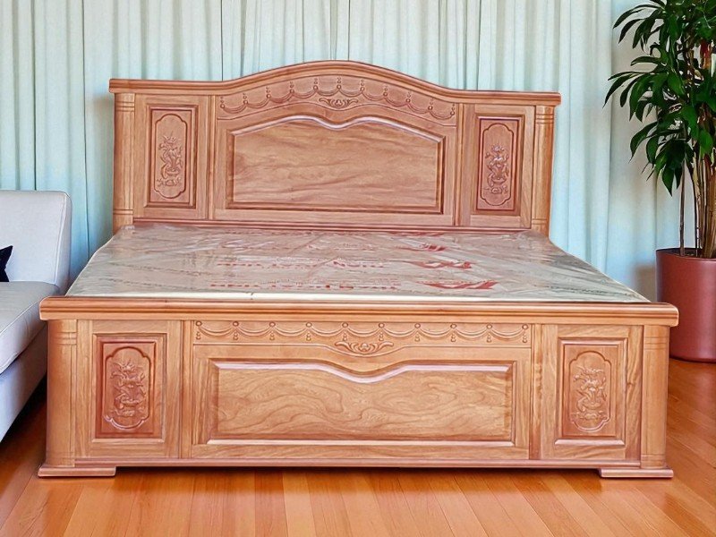 Giường Gỗ Xoan Đào 1m8x2m Bền Đẹp Cho Gia Đình 2 Giường gỗ xoan đào 1m8x2m