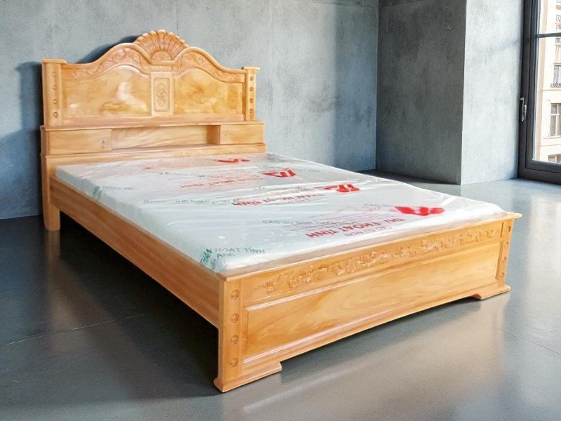 Giường Gỗ Xoan Đào 1m8x2m Bền Đẹp Cho Gia Đình 4 Giường gỗ xoan đào 1m8x2m