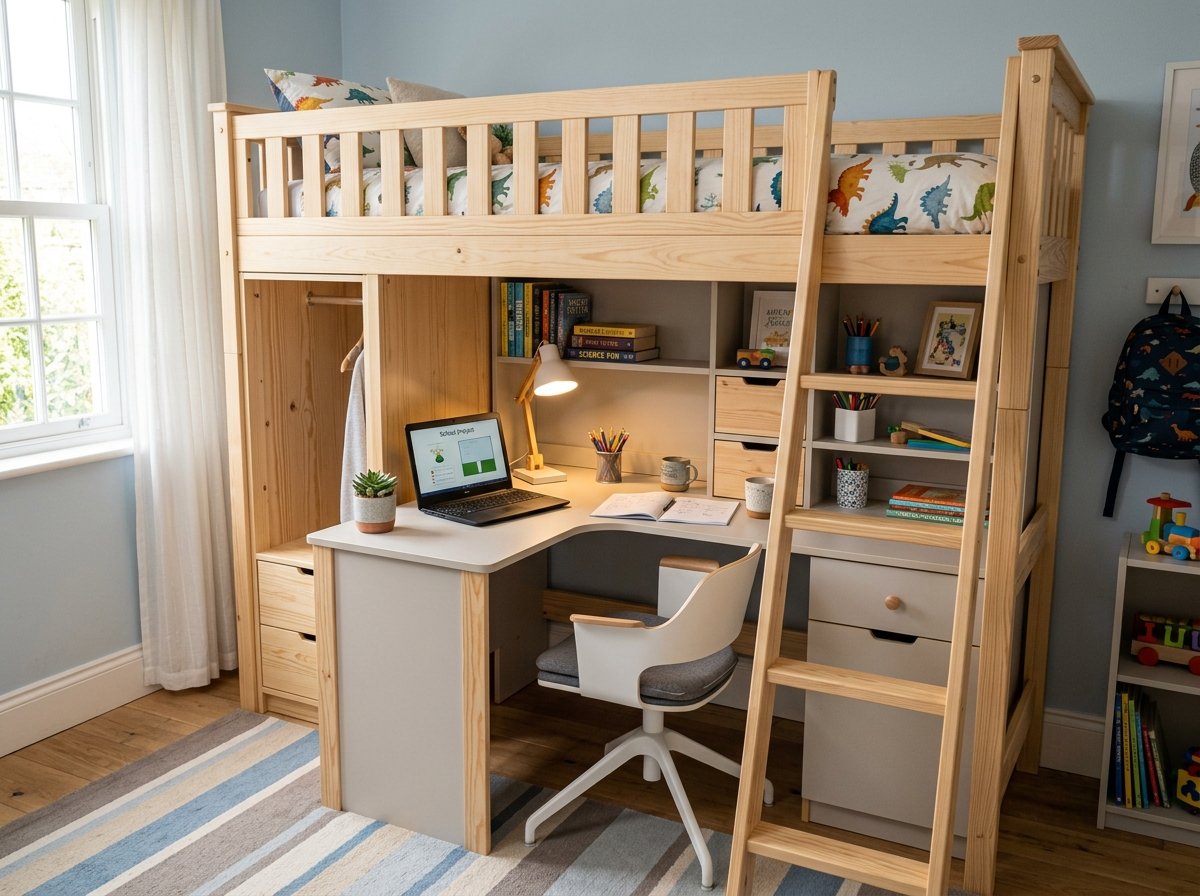 Giường tầng kèm bàn học