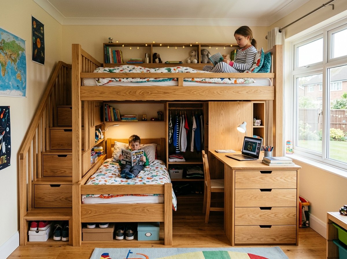 Giường 2 tầng kèm bàn học