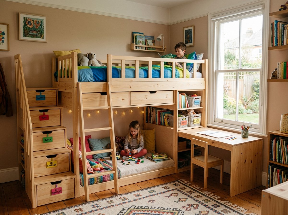 Giường 2 tầng kèm bàn học