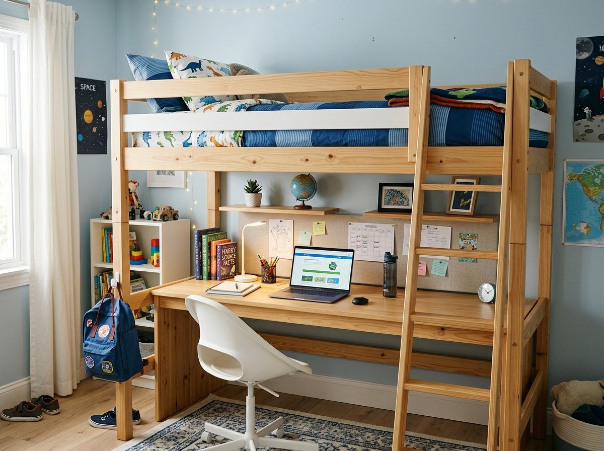 Giường 2 tầng kèm bàn học