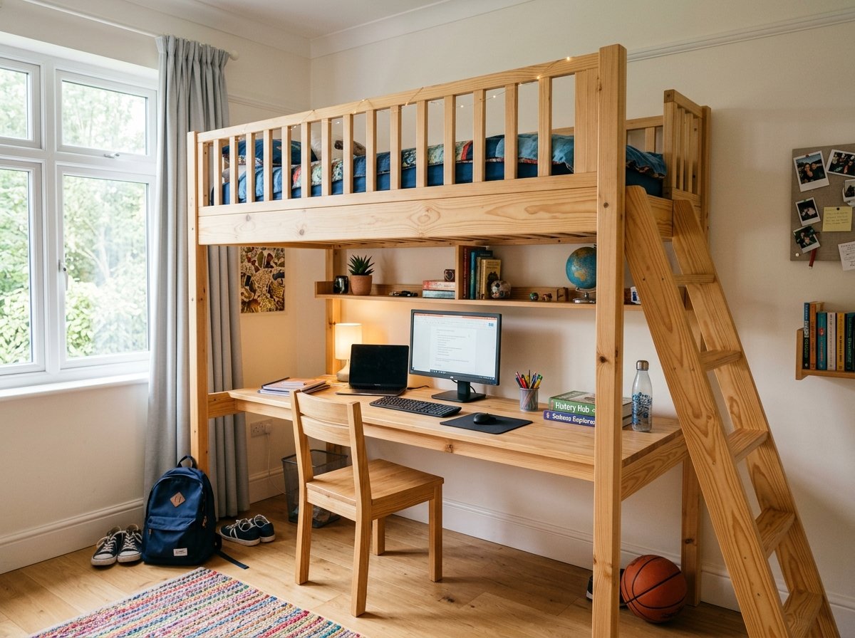 Giường tầng có bàn học
