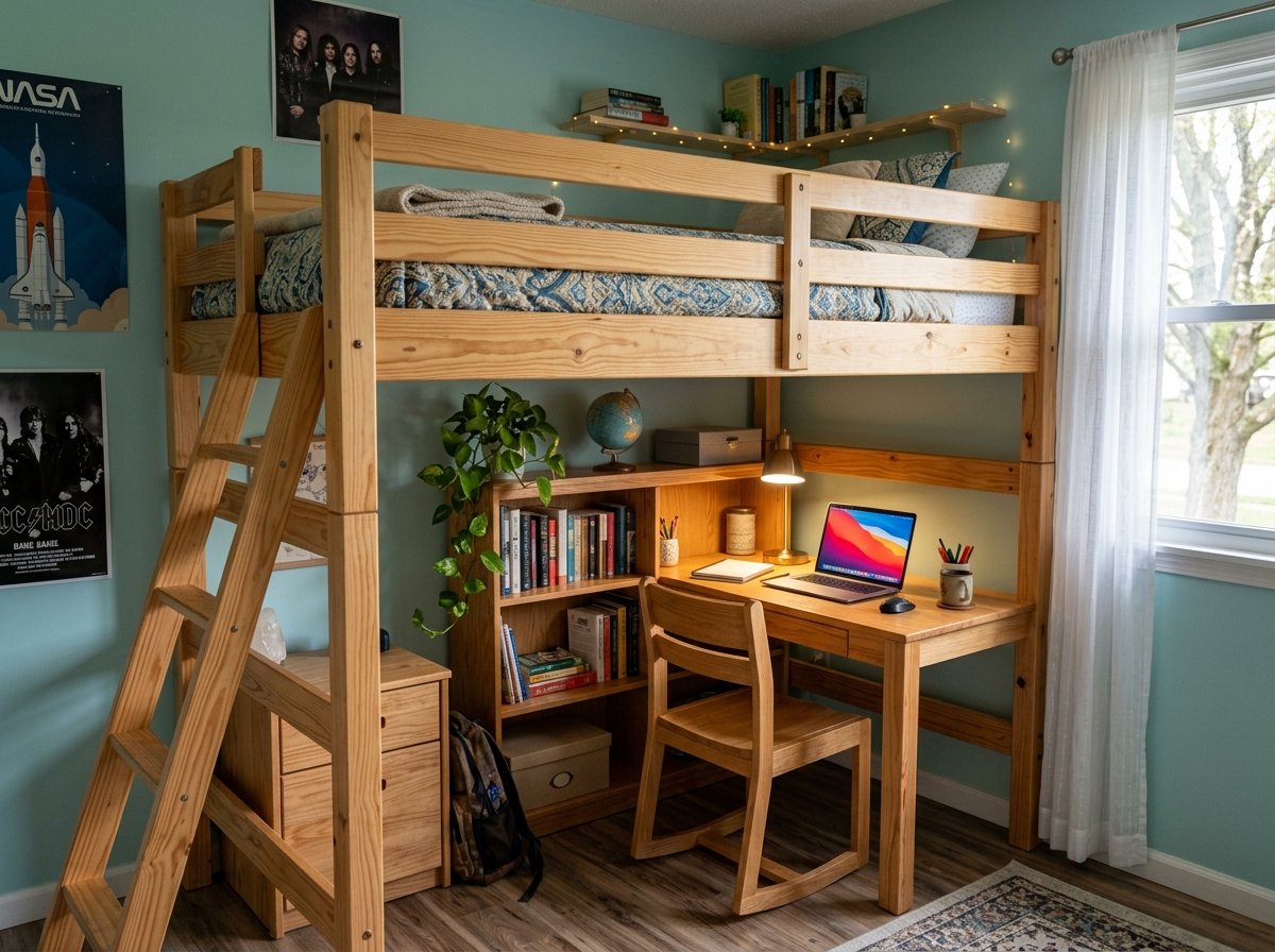 Giường tầng có bàn học