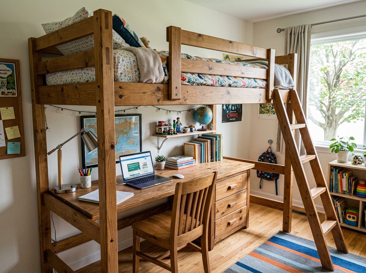 Giường tầng kèm bàn học