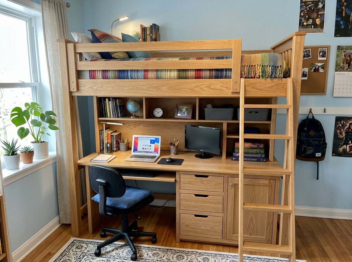 Giường tầng kèm bàn học