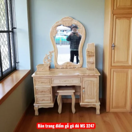 Mẫu Bàn Trang Điểm Gỗ Gõ Đỏ Tự Nhiên