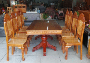 Bàn Ghế Ăn Gỗ gõ 6 Ghế