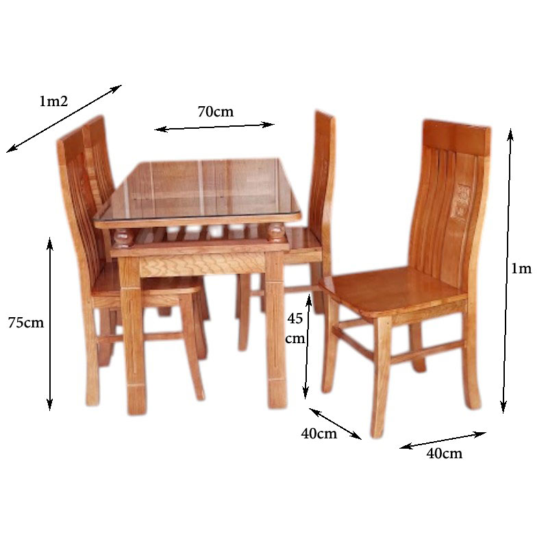Bộ Bàn Ăn Gỗ Xoan Đào 4 Ghế MS 3249 12 Bộ Bàn Ăn Gỗ Xoan Đào 4 Ghế