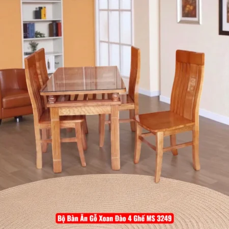 Bộ Bàn Ăn Gỗ Xoan Đào 4 Ghế