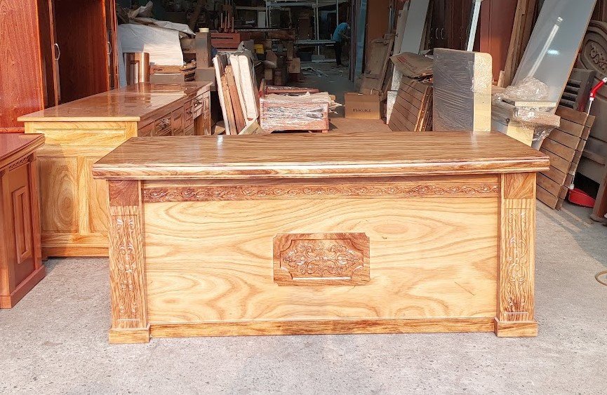 Bàn giám đốc gỗ tự nhiên kết hợp tủ phụ sang trọng