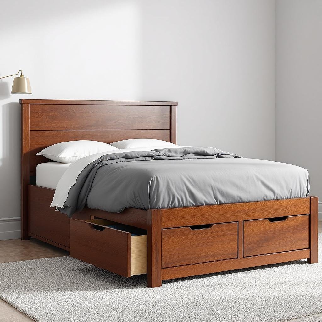 Giường Gỗ Đơn Giản Giá Rẻ - Đẹp Bền 2025 16 Giường Gỗ Có Hộc Kéo