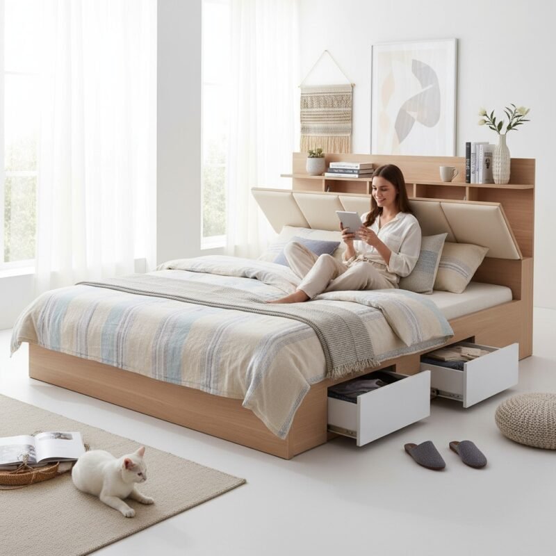 Giường Gỗ Có Ngăn Kéo: Giải Pháp Tối Ưu Cho Phòng Ngủ Hiện Đại 1 Giường ngủ có ngăn kéo giá rẻ